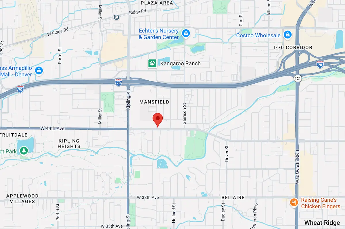 Map showing the Sauna Club Co Wheat Ridge, CO location